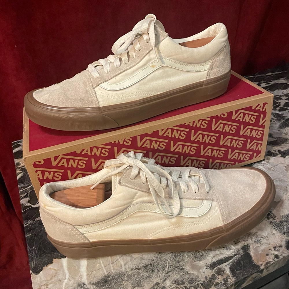 Vans Skateboard Sneakers White Lace Up Low Top Suede Leather 751505 Old Skool 12